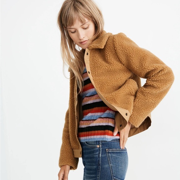Madewell Sherpa Portland Jacket in Distant Sand Melange - Picture 3 of 11